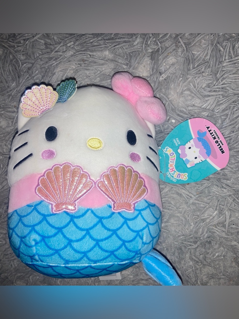 Hello Kitty Mermaid Squishmallow Plush - White, Pink & Blue
